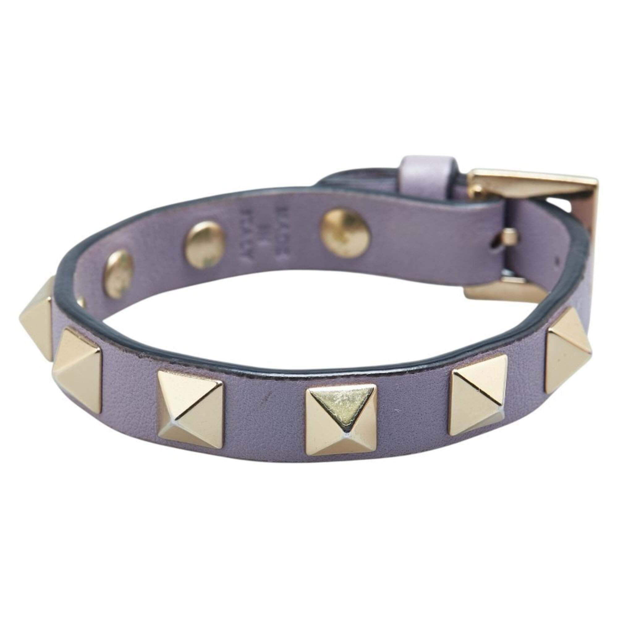 Valentino Rockstud Bracelet In Purple Plated Leather For Men